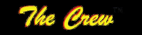 Yellow script text reading The Crew on black background