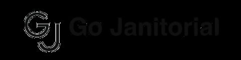 Go Janitorial logo with stylized G and J letters in gray and black